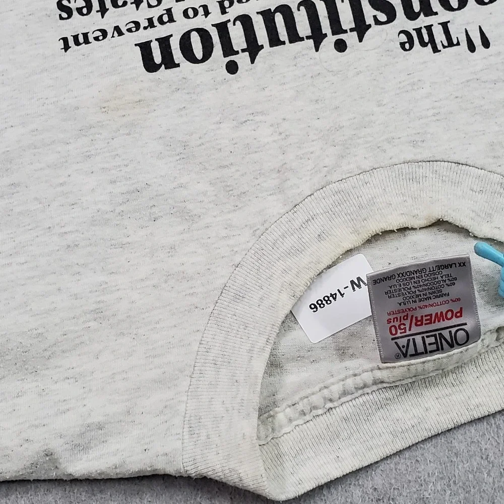 VINTAGE Samuel Adams Men Shirt 2XL Gray Single Stitch USA Constitution READ